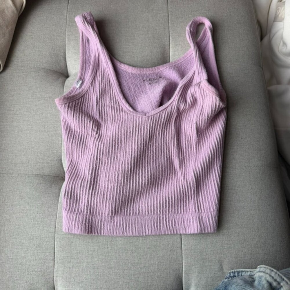 Purple Out From Under Drew Seamless Ribbed Cropped Tank Top